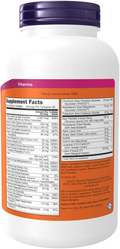 NOW Foods Adam Men's Multiple Vitamin - Softgels, 180 Count