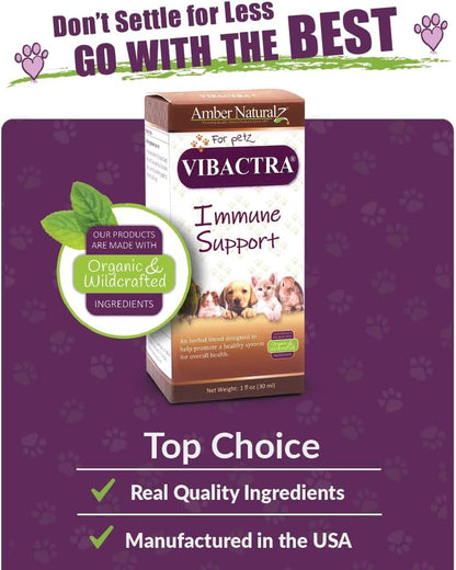 Amber NaturalZ Vibactra Immune Support Herbal Supplement for Pets - 30 ml