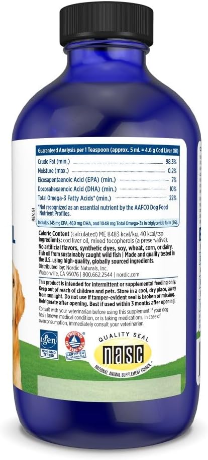 Nordic Naturals Pet Cod Liver Oil, Unflavored – 8 oz