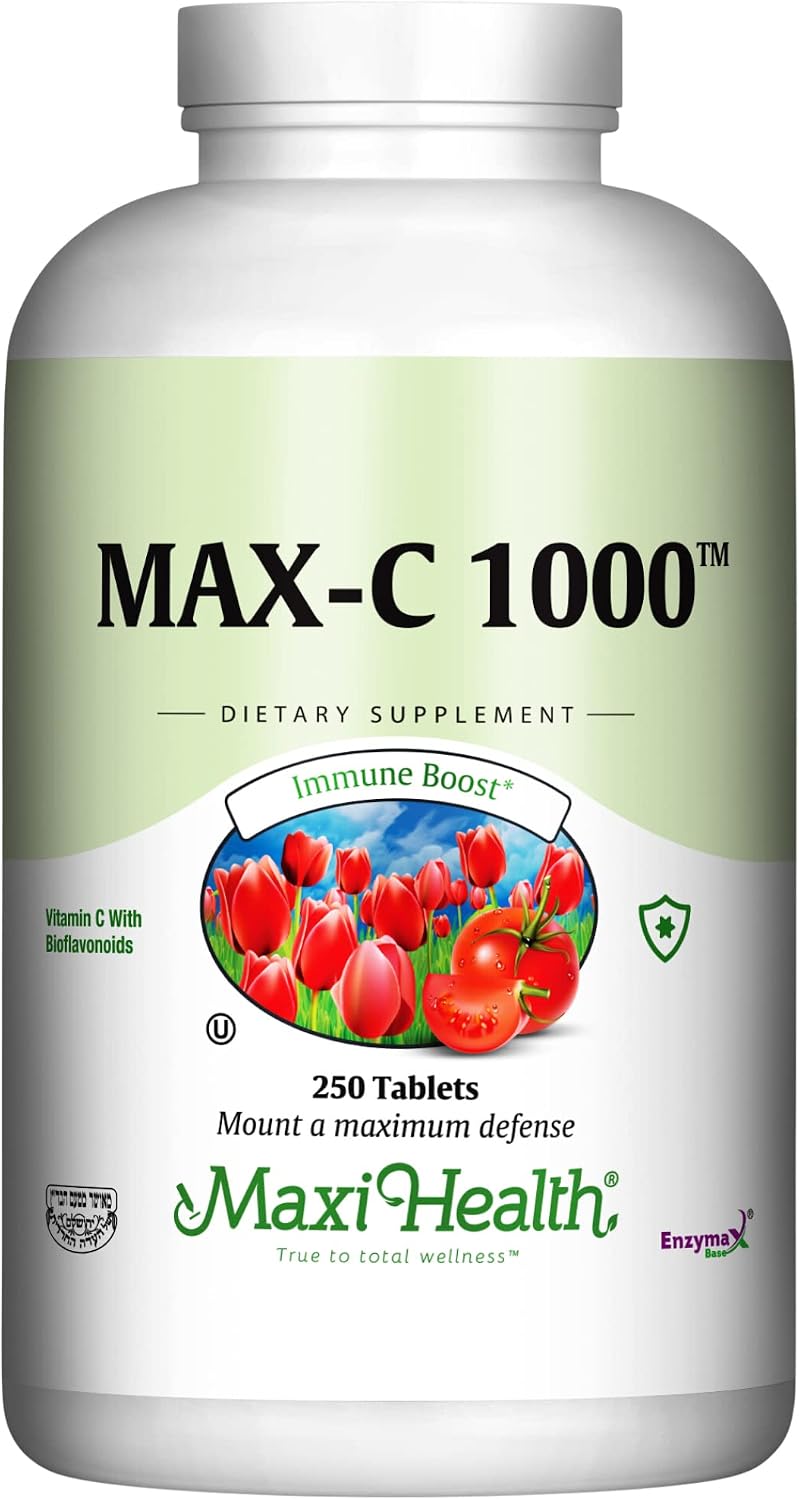 Maxi Health Vitamin C 1000 mg - Enhanced with Lemon Bioflavonoids & Enzymax - 250 Tablets