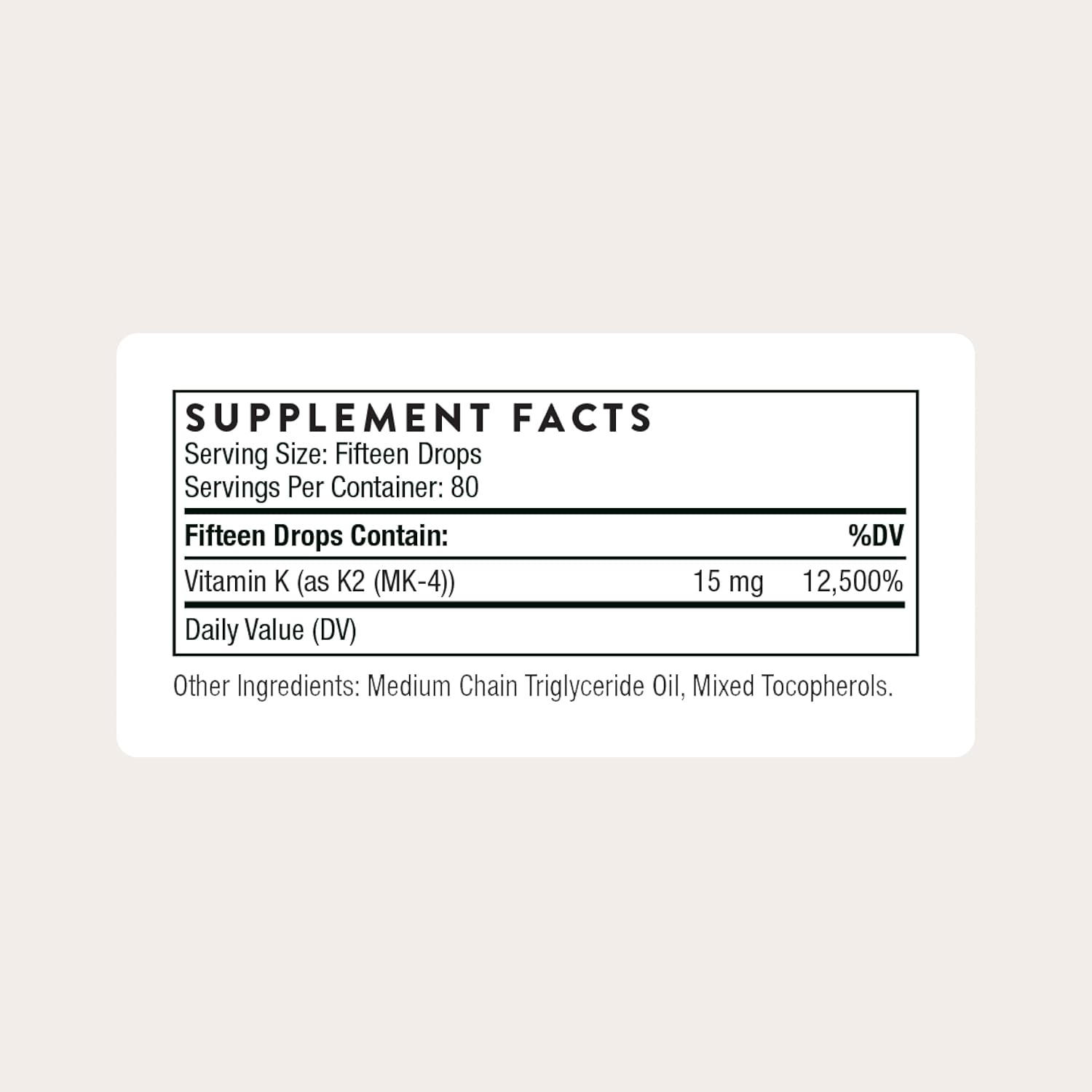 THORNE Vitamin K2 (as MK-4) Liquid Drops - Concentrated Drops for Bone, Heart & Blood Vessel Health