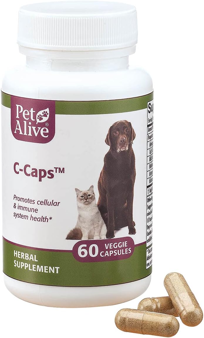 PetAlive C-Caps – All-Natural Herbal Supplement for Dogs and Cats (60 Veggie Capsules)