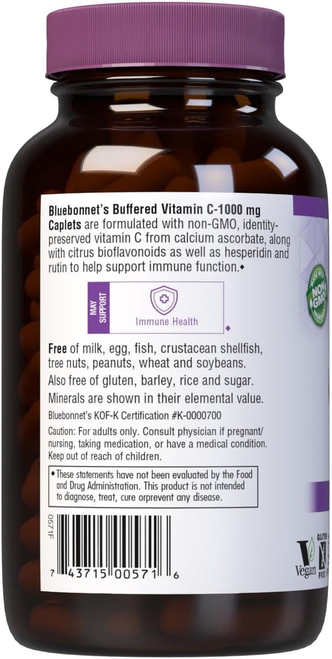 Bluebonnet Nutrition Buffered Vitamin C 1000 mg – 180 Caplets - görsel 3