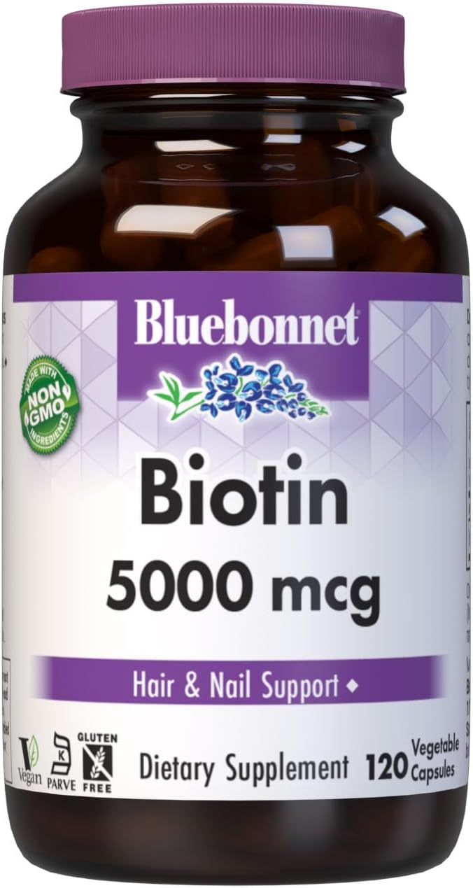 Bluebonnet Nutrition Biotin 5000 mcg, Hair & Nail Support, 120 Vegetable Capsules - görsel 1