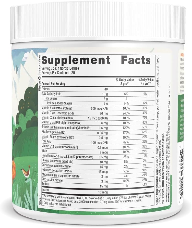 Nordic Naturals Nordic Berries, Cherry Berry – 120 Gummy Berries – Children's Multivitamin for Ages 3+