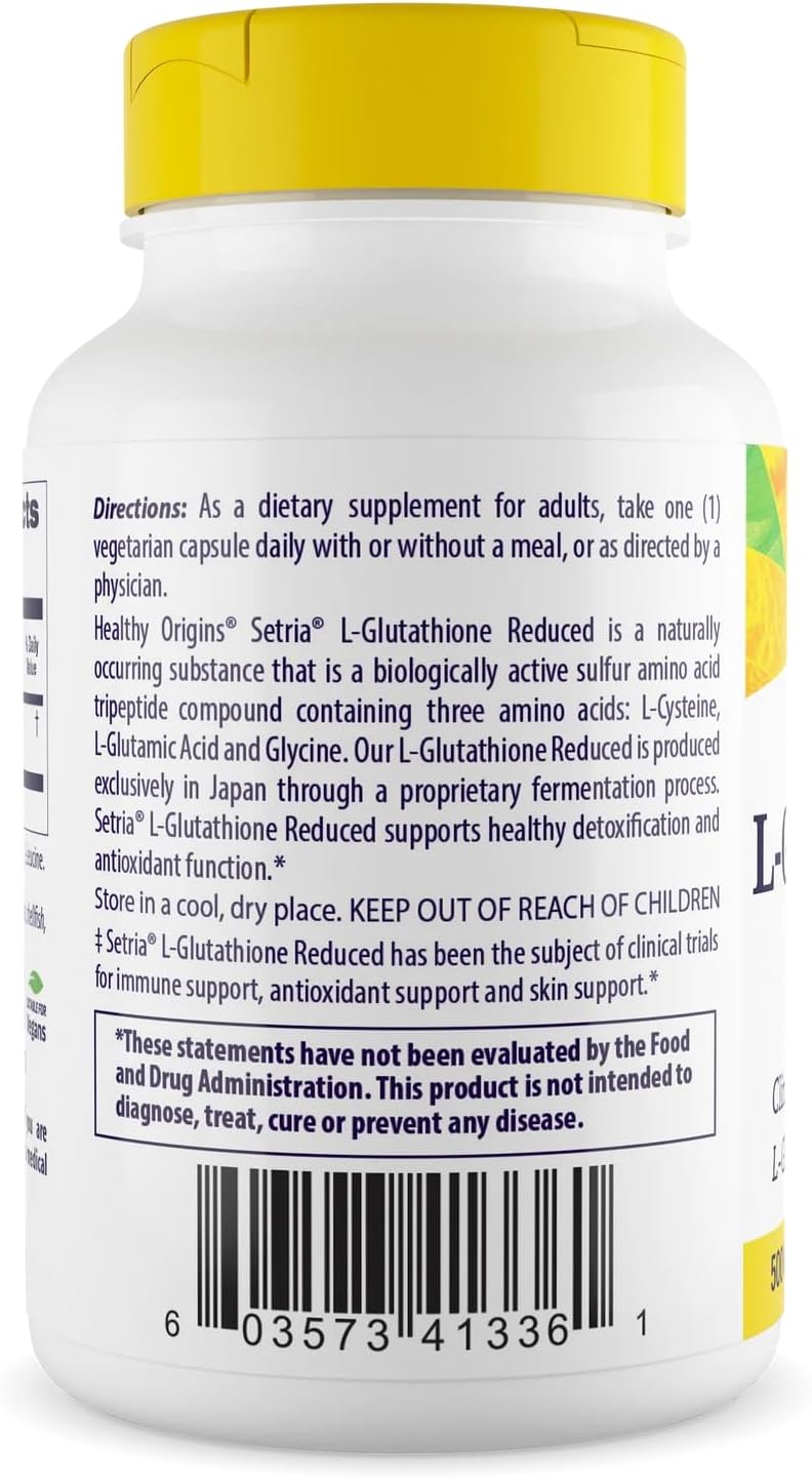 Healthy Origins Setria L-Glutathione 500 mg, 60 Veggie Capsules