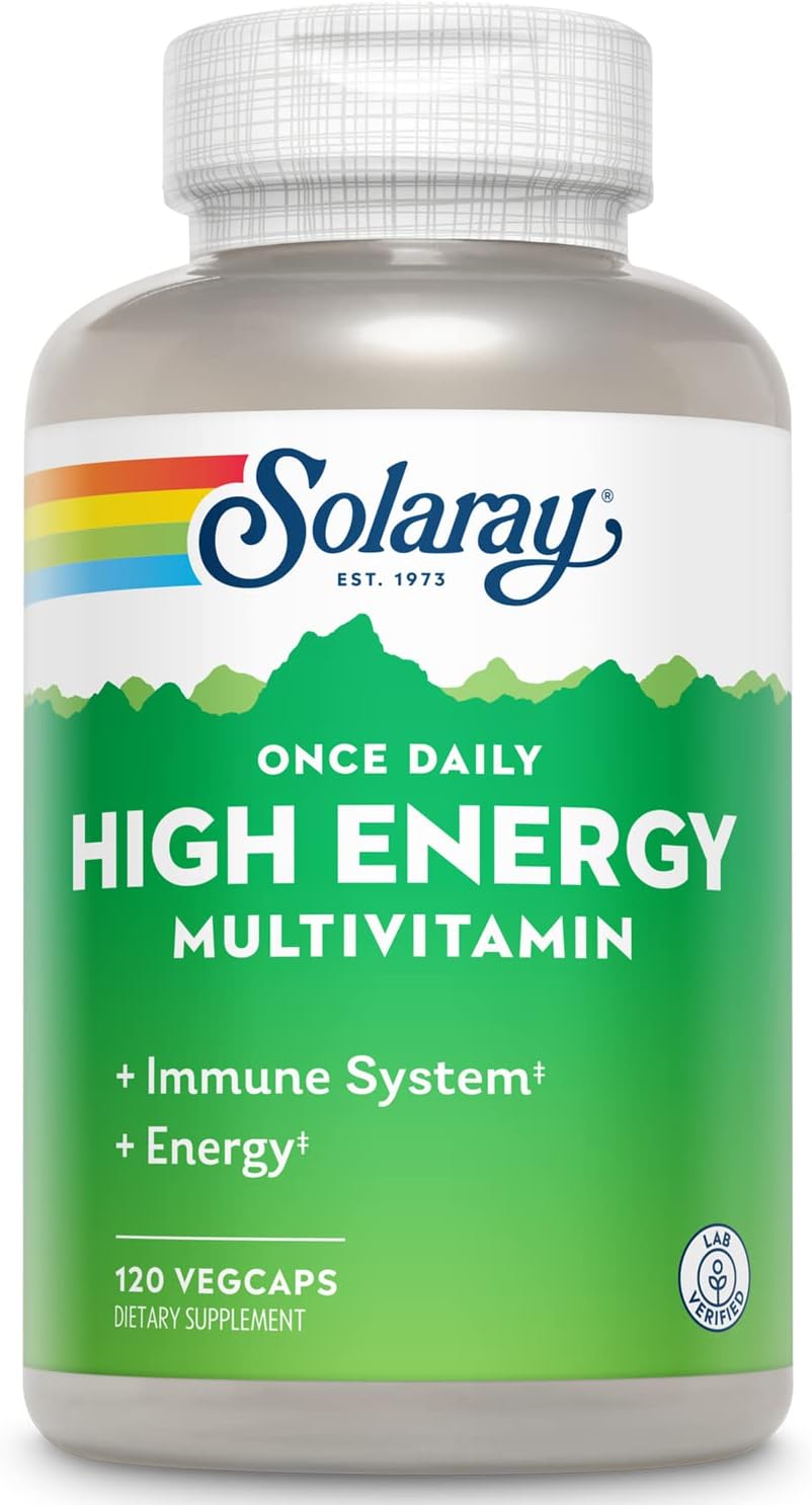 SOLARAY High Energy Multivitamin, No Iron, Timed-Release, Whole Food and Herb Base, 120 VegCaps