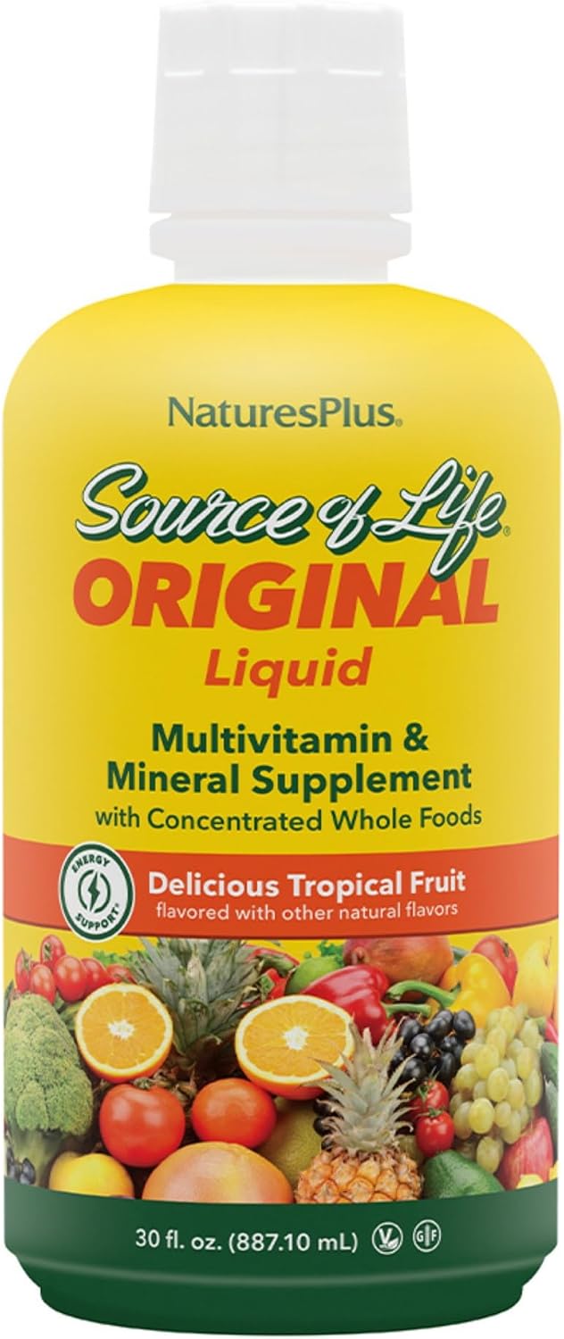 NaturesPlus Source of Life Liquid Multivitamin & Mineral Supplement, Tropical Fruit - 8 fl oz