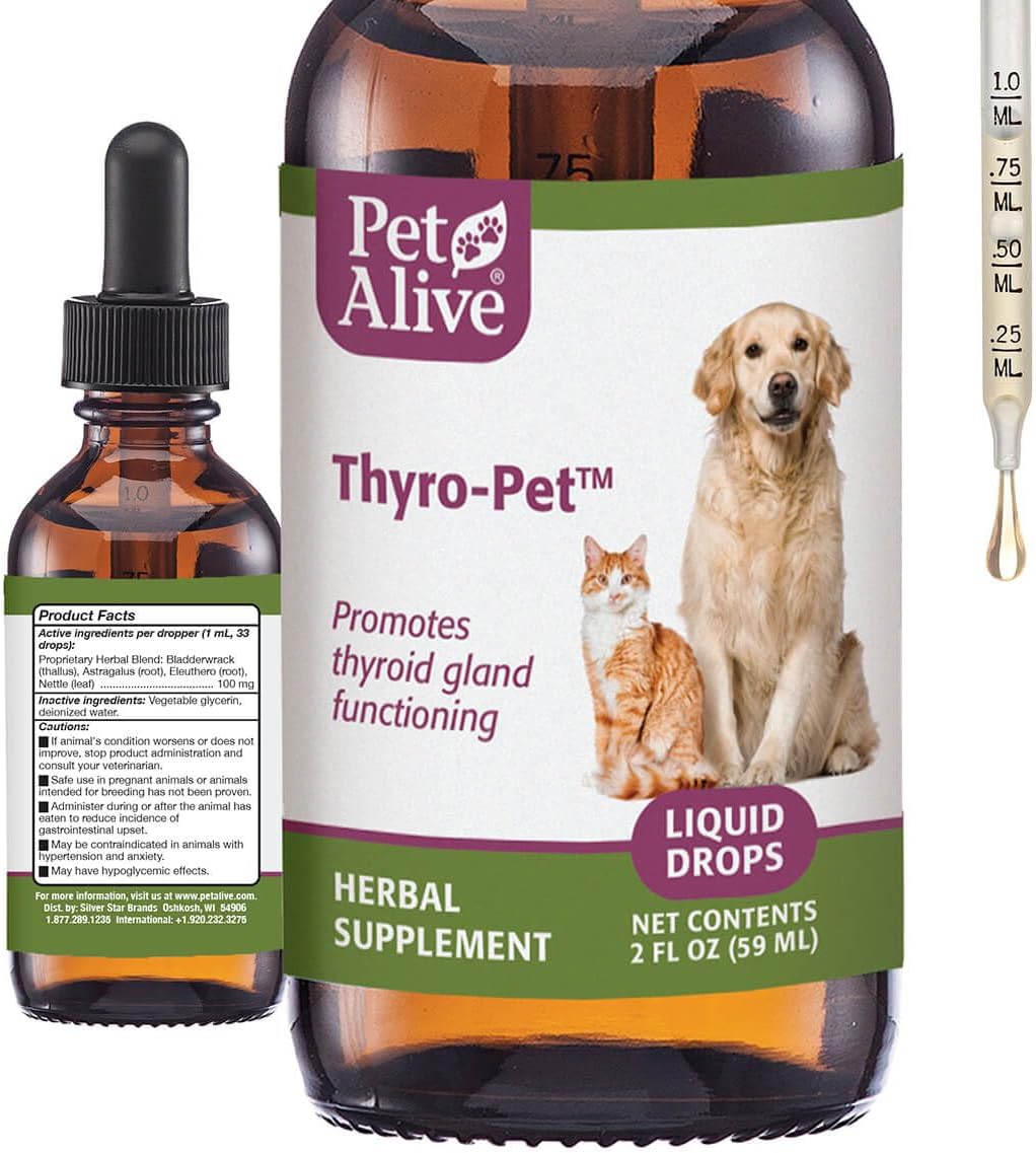 PetAlive Thyro-Pet – Herbal Thyroid Support Supplement for Dogs & Cats – 59 mL Liquid Tincture