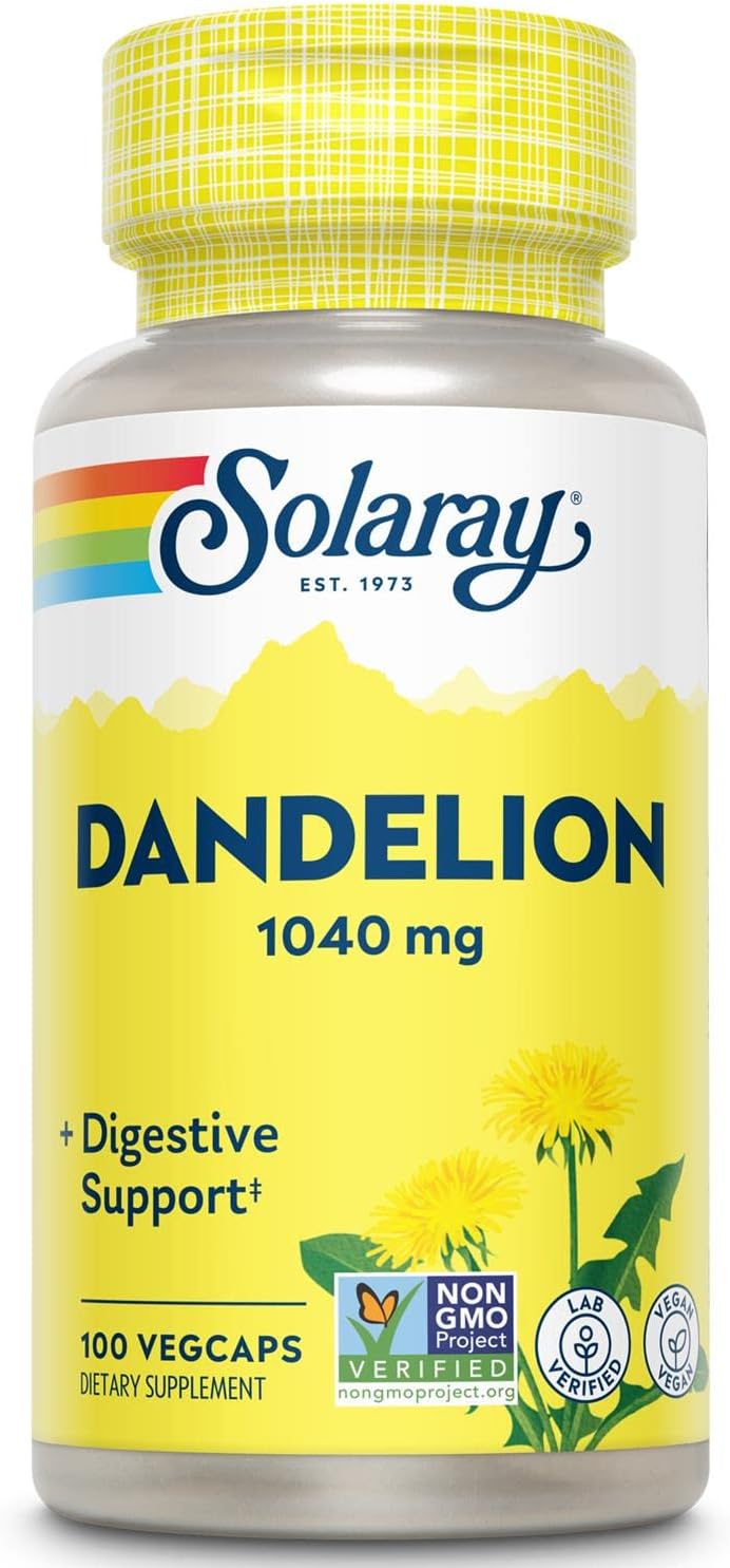 Solaray Organic Dandelion Root Supplement, 520 mg, 100 Count