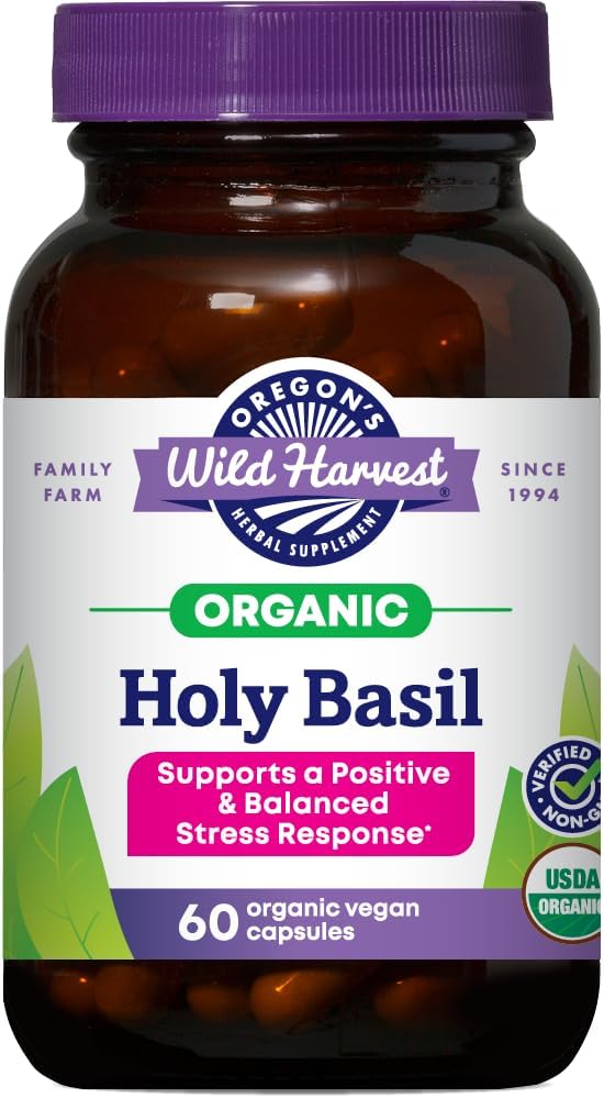 Oregon's Wild Harvest Organic Holy Basil Herbal Supplement, 60 Capsules