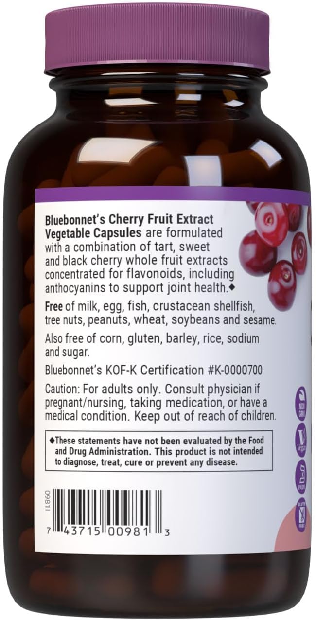 BlueBonnet Super Fruit Cherry Fruit Extract Supplement – 1000 mg, 120 Vegetable Capsules