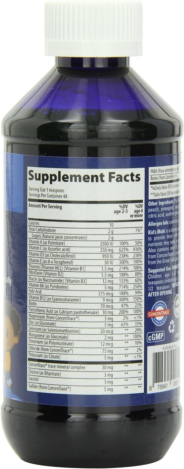 Trace Minerals Kid's Multi - Whole Body Health Liquid Supplement for Children - Immune & Bone Support - Citrus Punch, 240 mL