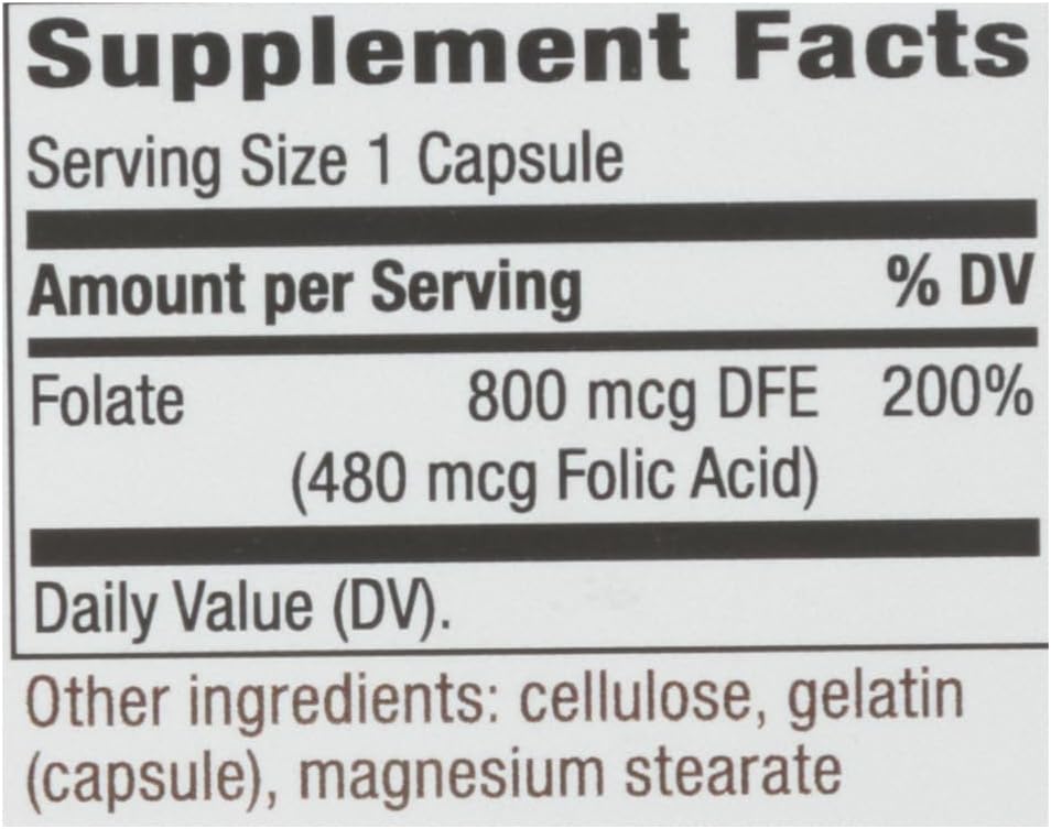 Nature's Way Folic Acid, 800 mcg, 100 Capsules