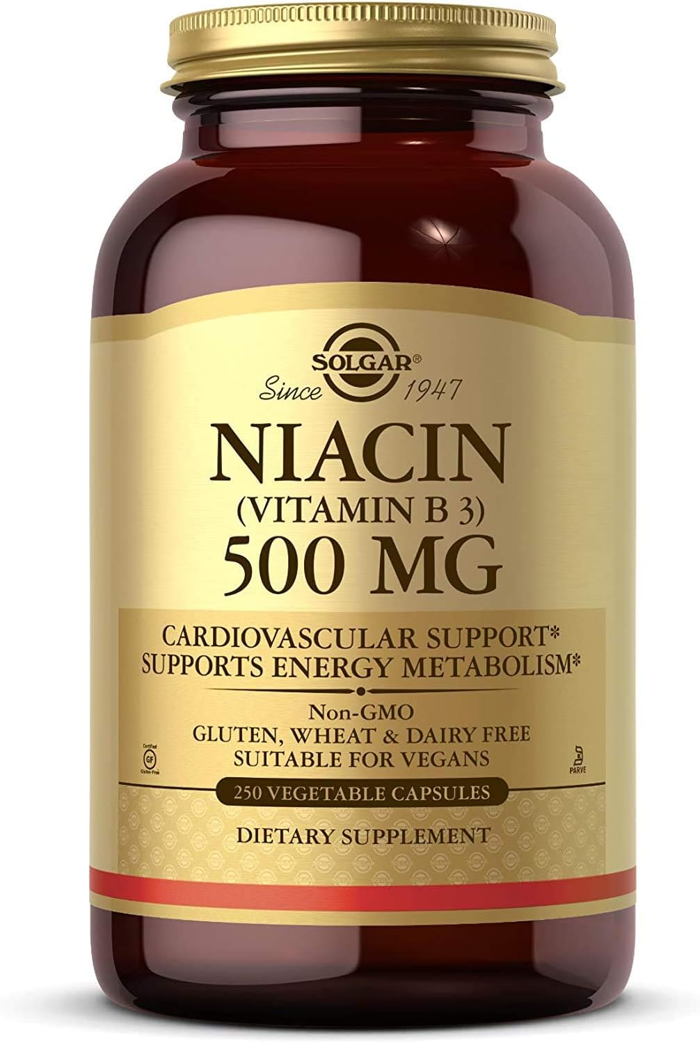 Solgar Niacin (Vitamin B3) 500 mg, 250 Vegetable Capsules