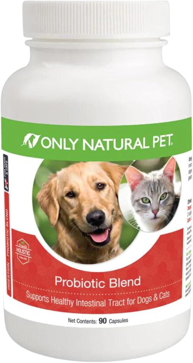 Only Natural Pet Probiotic for Dogs and Cats - Digestive and Intestinal Tract Health - 90 Capsules