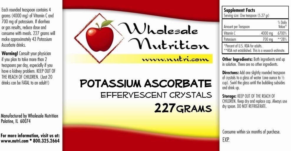 Wholesale Nutrition Potassium Ascorbate - Effervescent Vitamin C & Potassium Powder, 227 g