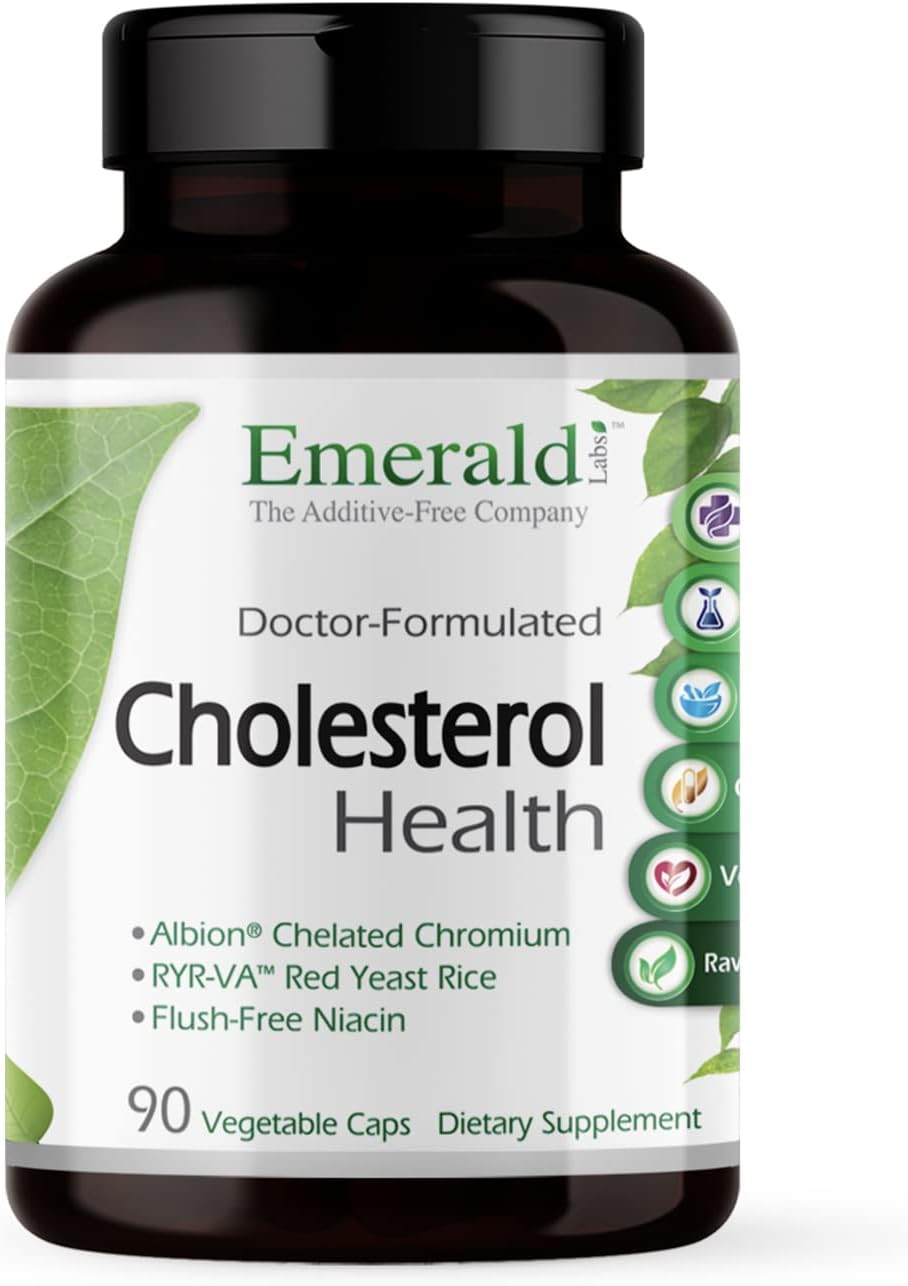 EMERALD LABS Cholesterol Health – with CoQ10, Flush-Free Niacin, RYR-VA, and Garlic for Cardiovascular Support – 90 Vegetable Capsules