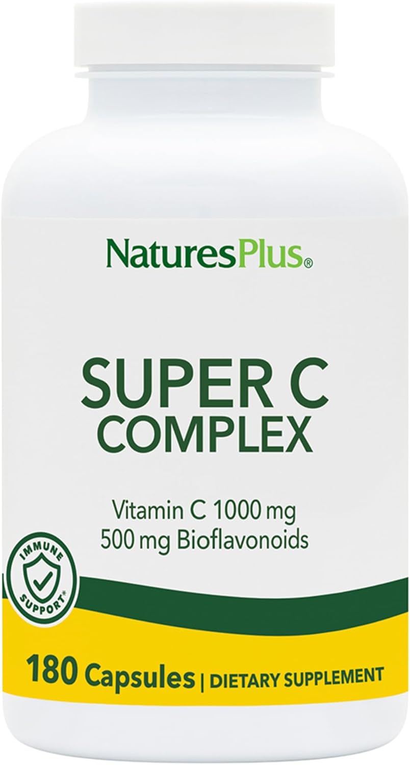 NaturesPlus Super C Complex - 1000 mg Vitamin C with 500 mg Bioflavonoids - 180 Capsules