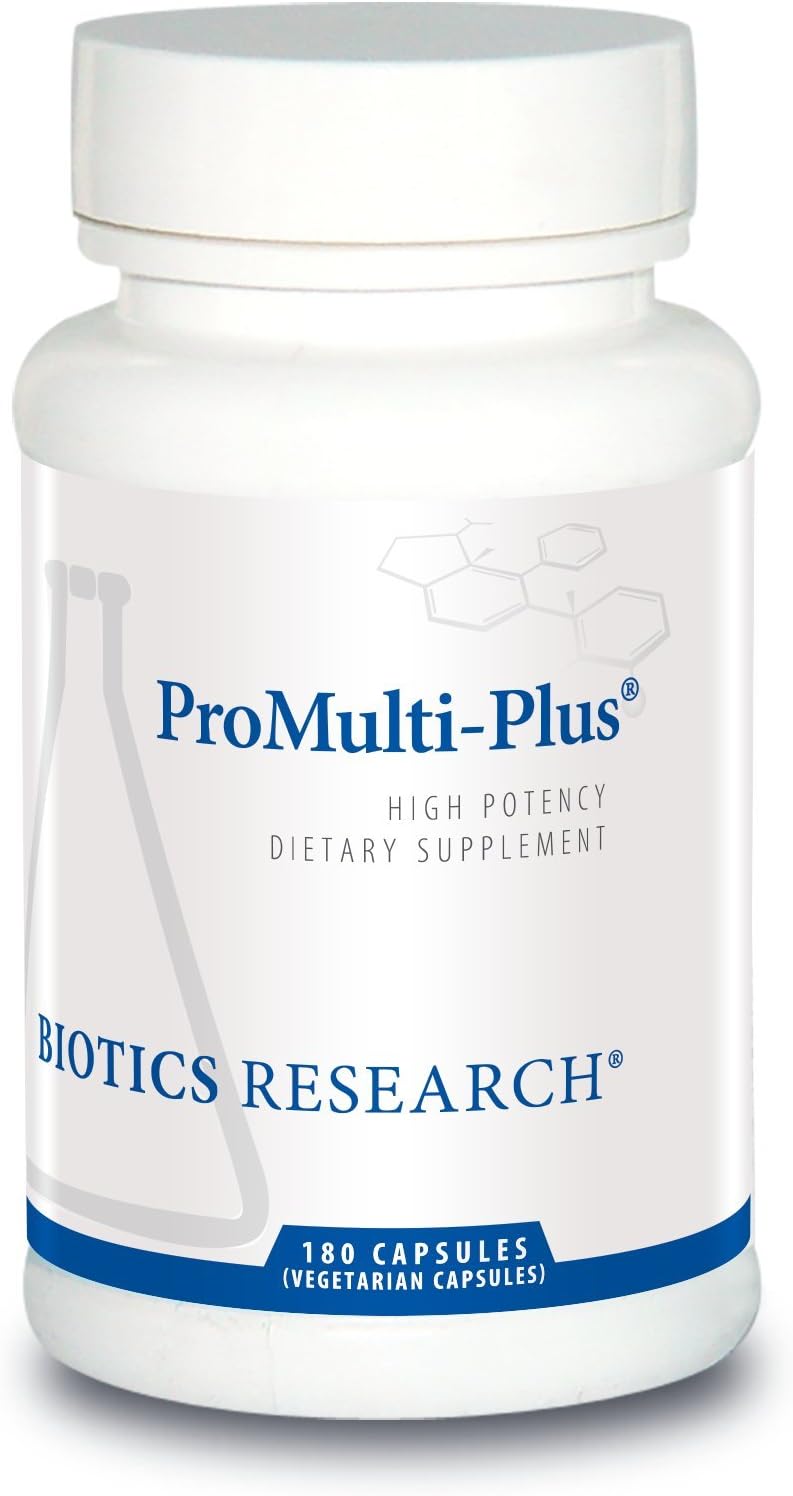 BIOTICS RESEARCH Pro Multi Plus - High Potency Daily Multivitamin, Active Form B Vitamins, Folate, D3, K1, Minerals, BioPerine for Absorption, Antioxidant Support, Gluten and Dairy Free, 180 Capsules - görsel 1