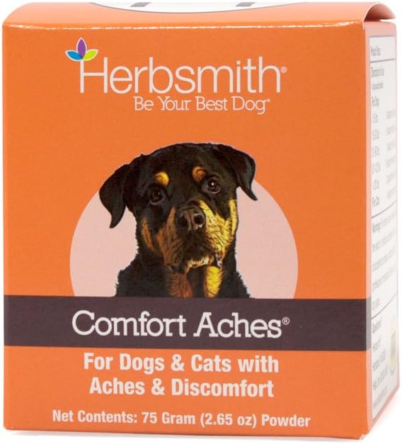 Herbsmith Comfort Aches – Herbal Pain Relief for Dogs & Cats – Anti-Inflammatory Supplement – 75 g Powder