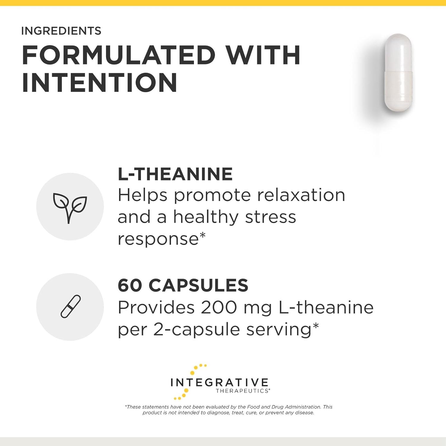 Integrative Therapeutics L-Theanine - Amino Acid Supplement for Stress and Relaxation Support - 60 Capsules