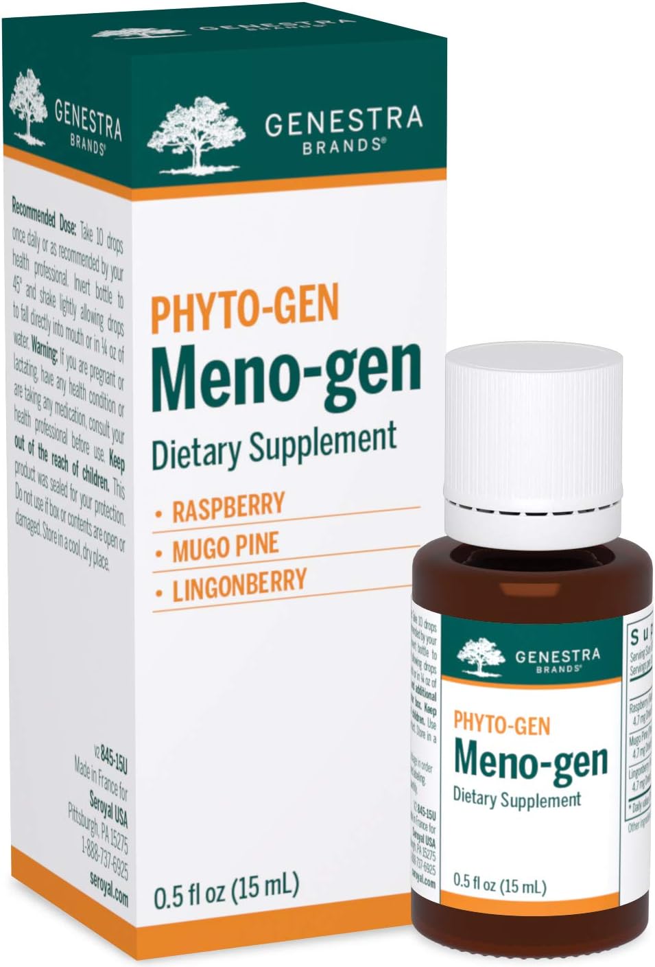 Genestra Brands Meno-gen | Raspberry, Mugo Pine, and Lingonberry Herbal Supplement | 15 mL