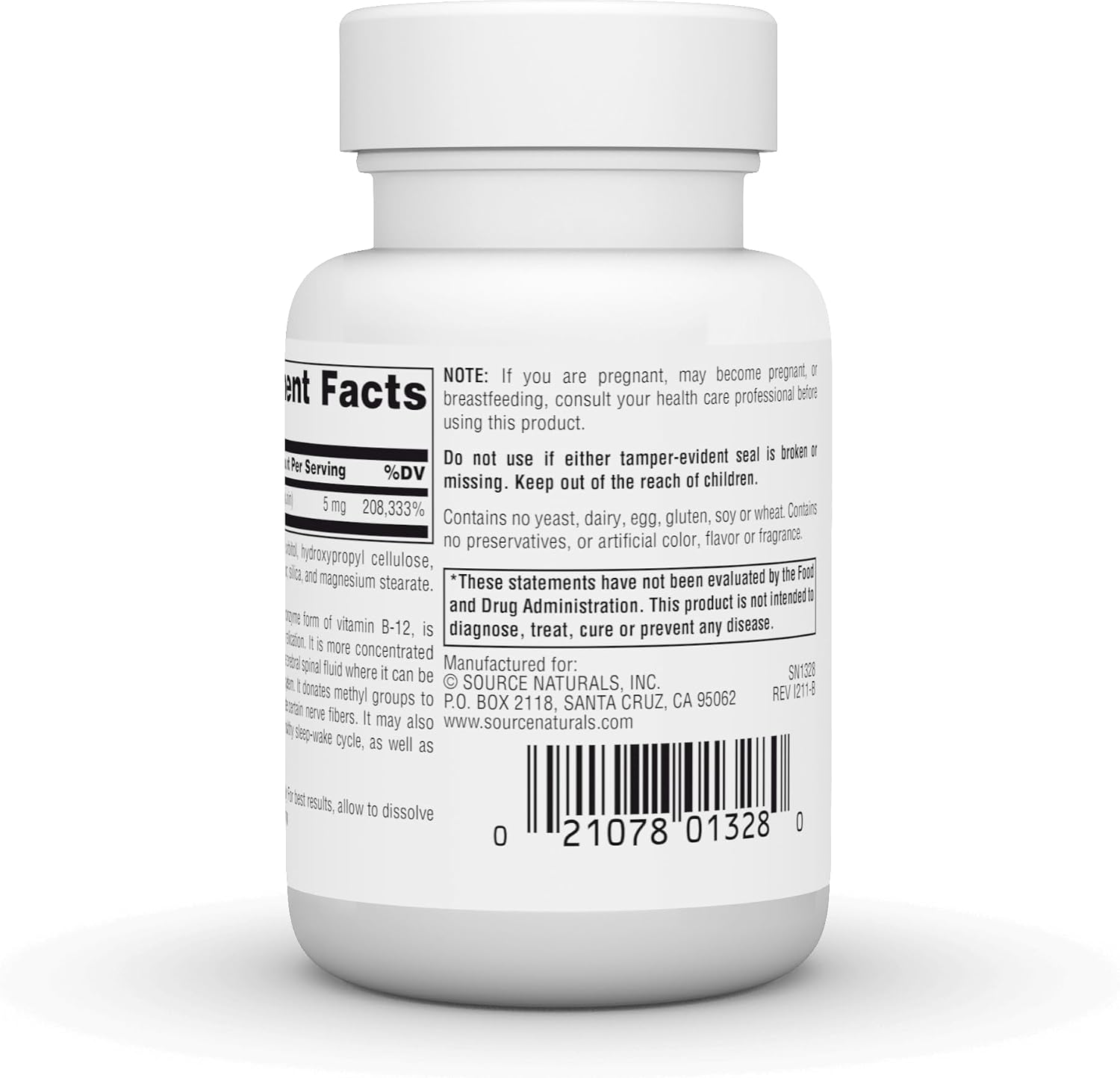 Source Naturals Methylcobalamin Vitamin B-12 - Cherry Flavoured - 5mg (5000 mcg) - 30 Lozenges