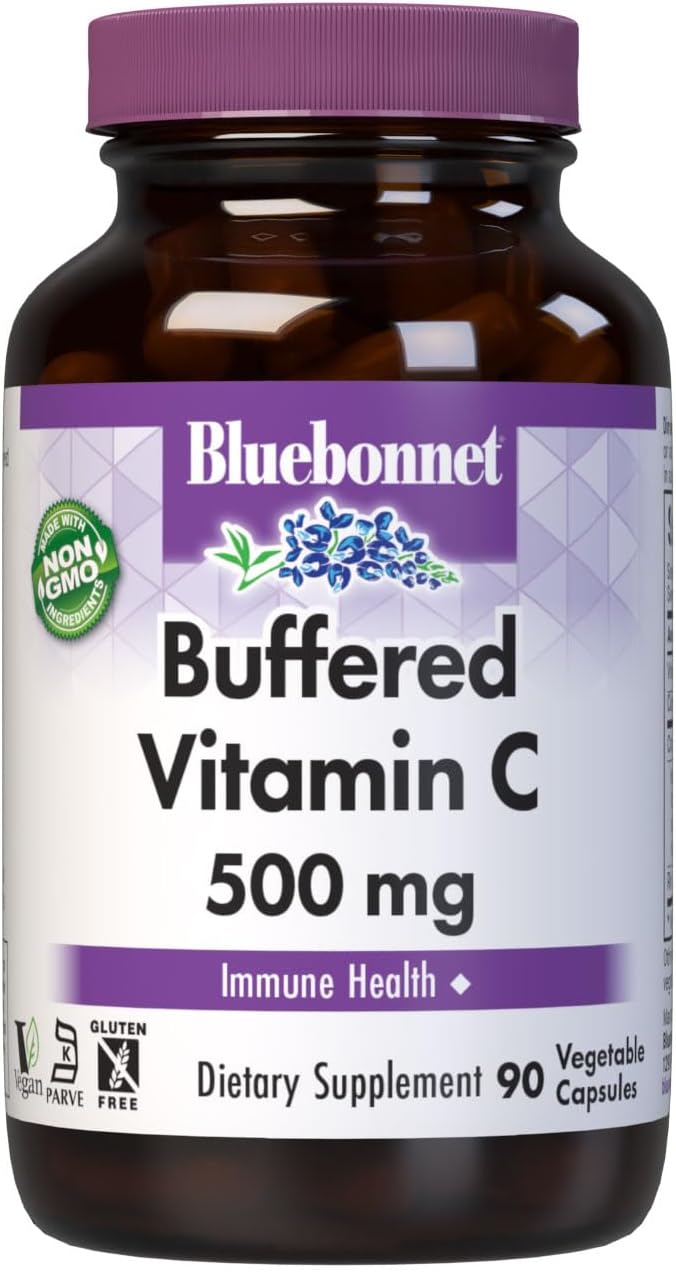 Bluebonnet Buffered Vitamin C 500 mg Vegetable Capsules - 90 Count - görsel 1