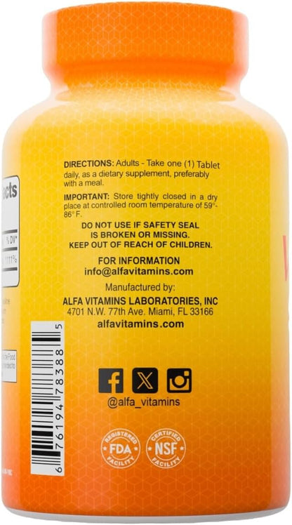 ALFA VITAMINS Vitamin C 1000 mg - Immune Support and Healthy Skin Supplement, 100 Tablets