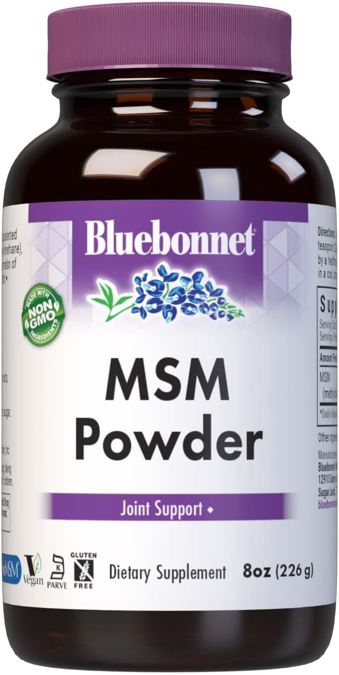 BlueBonnet Nutrition MSM Powder 2600 mg - OptiMSM Methylsulfonylmethane - Non-GMO, Vegan, Gluten-Free - 227 g (8 oz) - 87 Servings