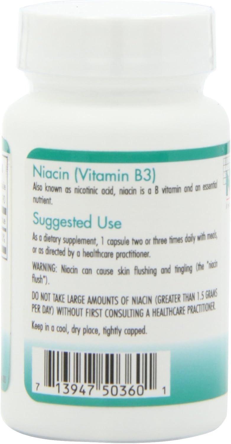 NutriCology Niacin - Vitamin B3 (Nicotinic Acid) - Supports Energy Metabolism & Redox Function - Hypoallergenic - 90 Capsules