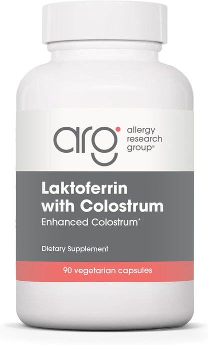 ARG Laktoferrin with Colostrum - 300 mg Lactoferrin & 750 mg Bovine Colostrum - Immune and Gut Health Support - 90 Vegetarian Capsules