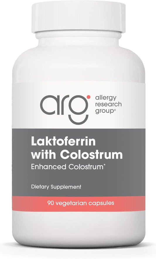 ARG Laktoferrin with Colostrum - 300 mg Lactoferrin & 750 mg Bovine Colostrum - Immune and Gut Health Support - 90 Vegetarian Capsules