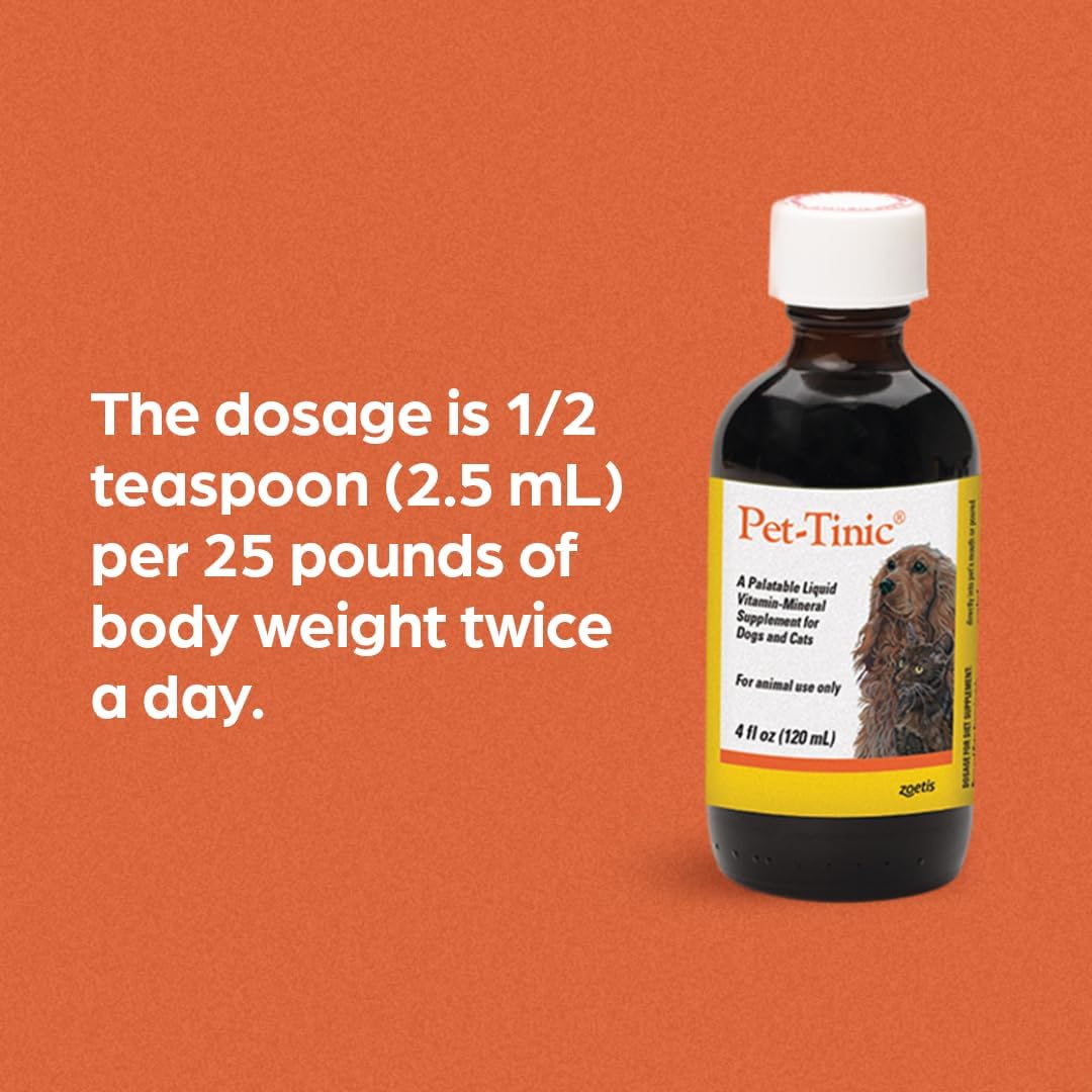 PET-TINIC Liquid Vitamin-Mineral Supplement for Dogs & Cats, Beef Liver Flavour, 118 mL
