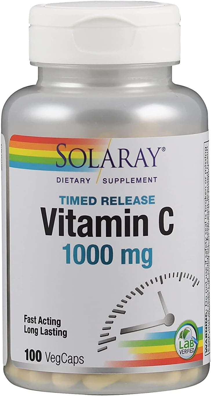 Solaray C Supplement with Rose Hips, Acerola, Bioflavonoids, 1000mg, 100 Count