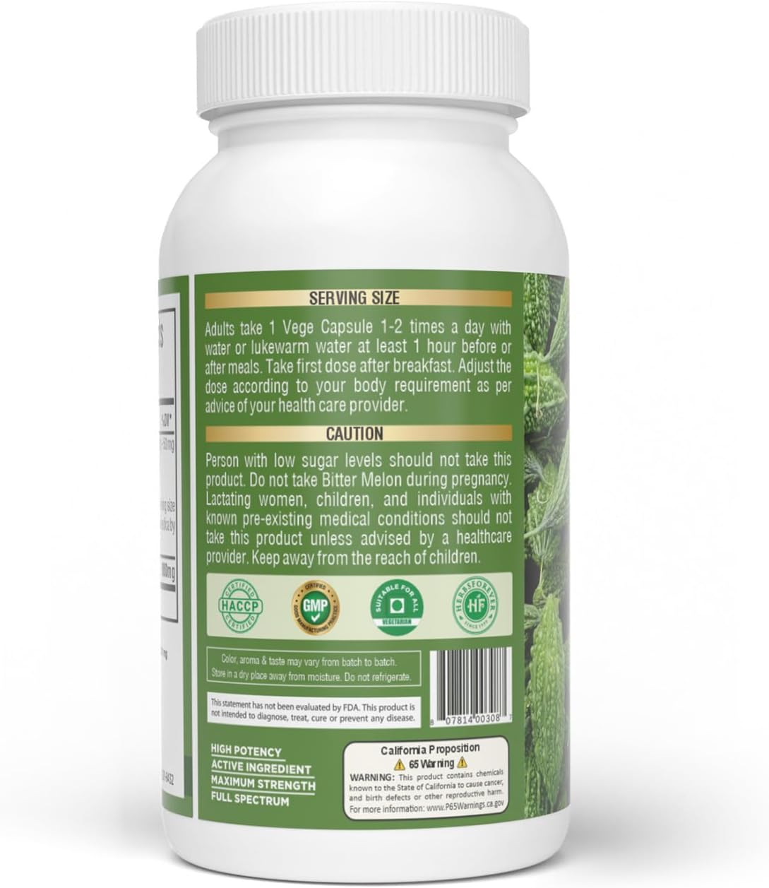 HerbsForever Bittermelon/Gourd Extra Strength (10:1) Extract – 800mg, 60 Veg Capsules