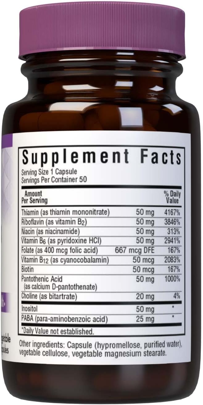 Bluebonnet Nutrition B Complex 50 Vegetable Capsules, Complete Full Spectrum B Vitamins - görsel 2