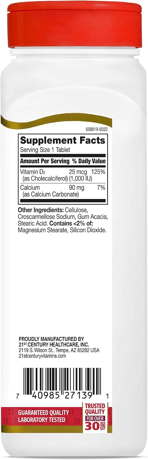 21st Century D3 1000 IU Tablets, 500 Count - görsel 2