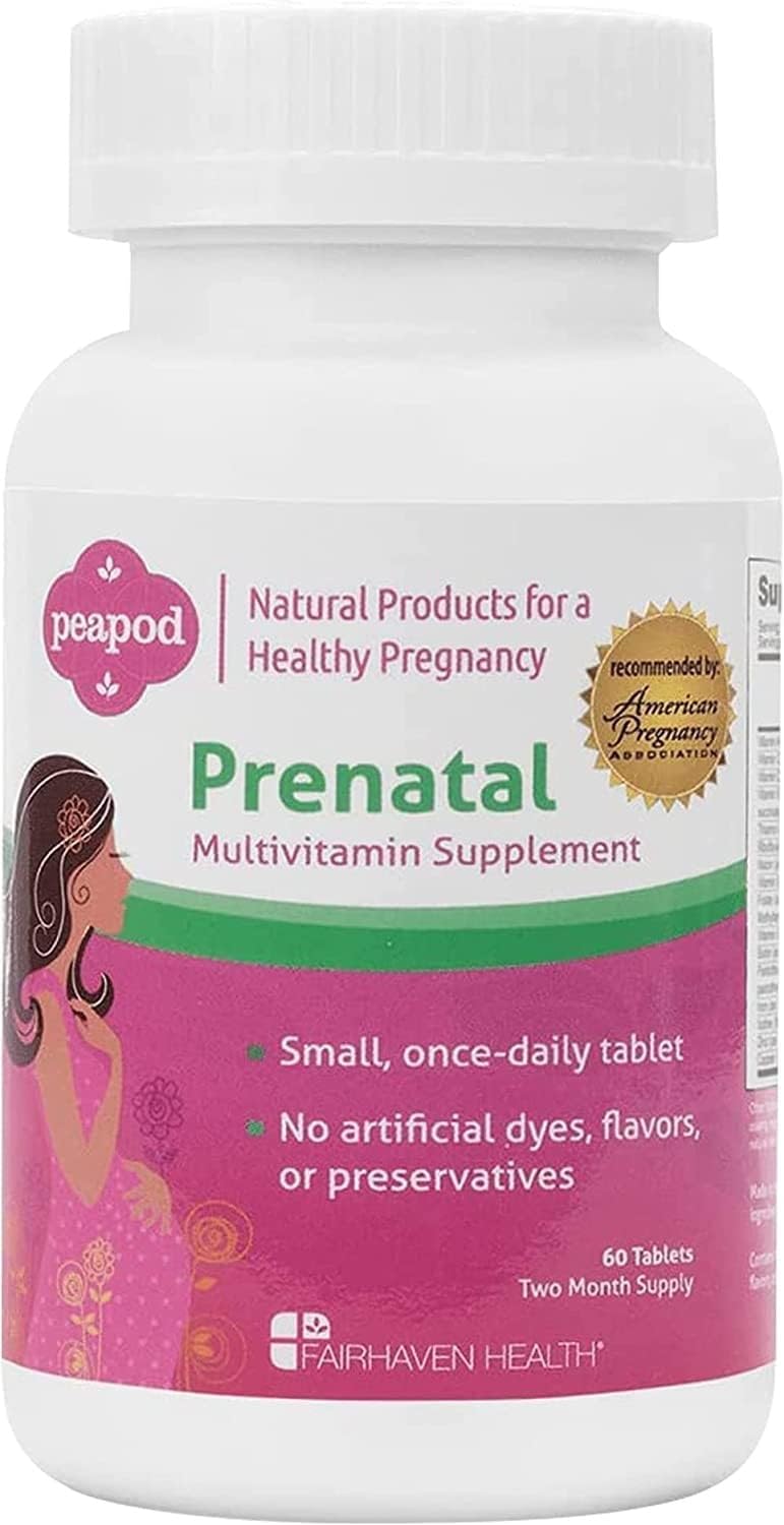 Fairhaven Health Peapod Prenatal Multivitamin - Once Daily, Vanilla Flavour - with Methylfolate, Iron & Vitamin C - 60 Tablets (2-Month Supply)