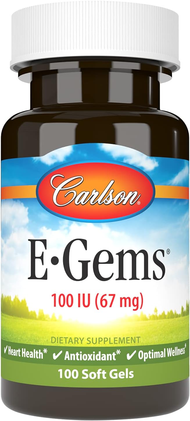 Carlson E-Gems Natural-Source Vitamin E 100 IU (67 mg) – 100 Soft Gels