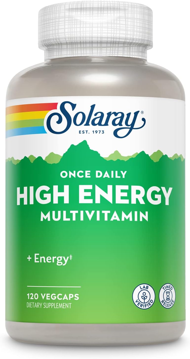 SOLARAY Once Daily High Energy Multivitamin - Vitamin C, D, B12 - 180 Veg Capsules