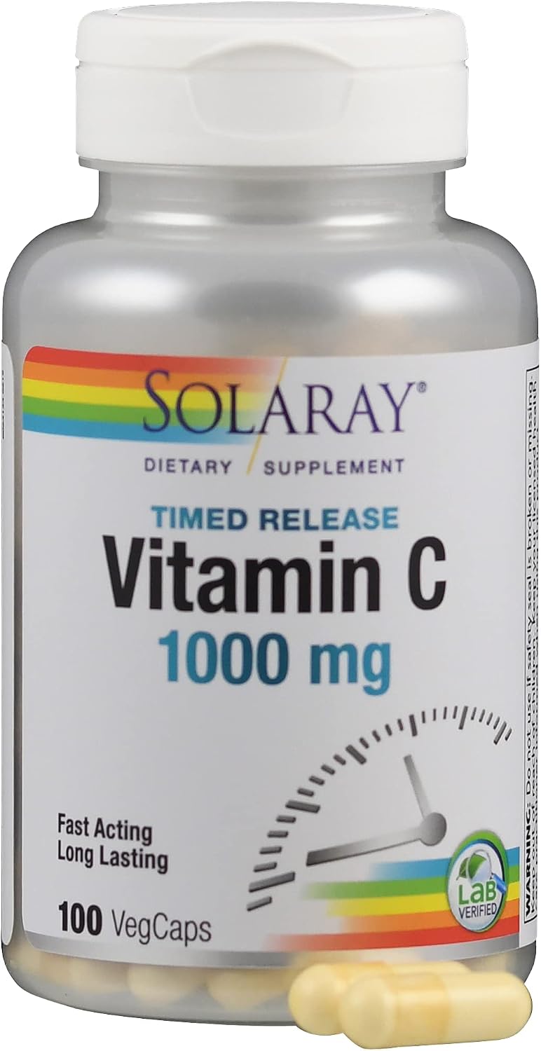 Solaray Vitamin C 1000 mg Timed Release Capsules, 100 Count