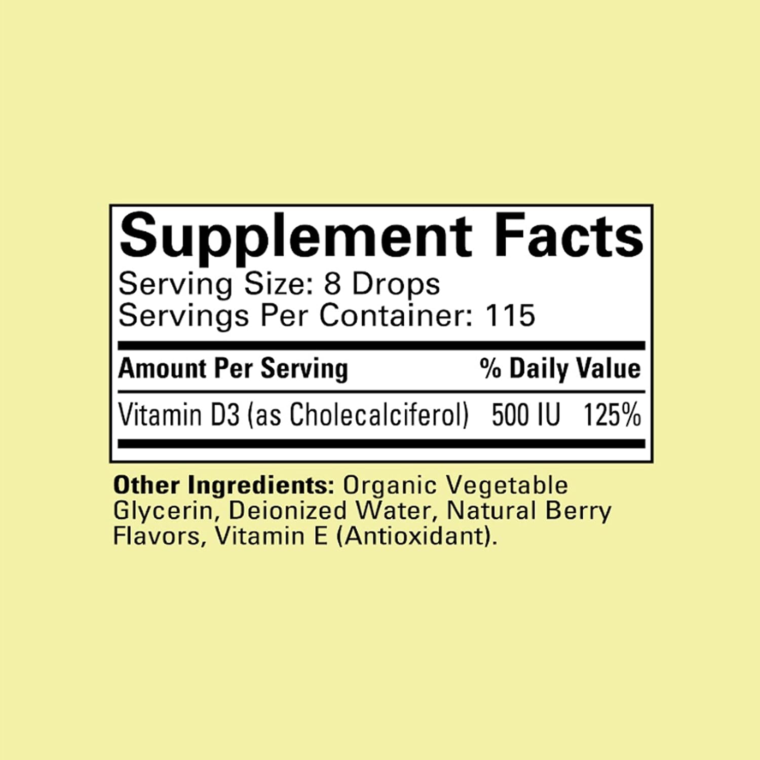 ChildLife Essentials Baby Vitamin D3 Drops – 500 IU – Natural Berry Flavour