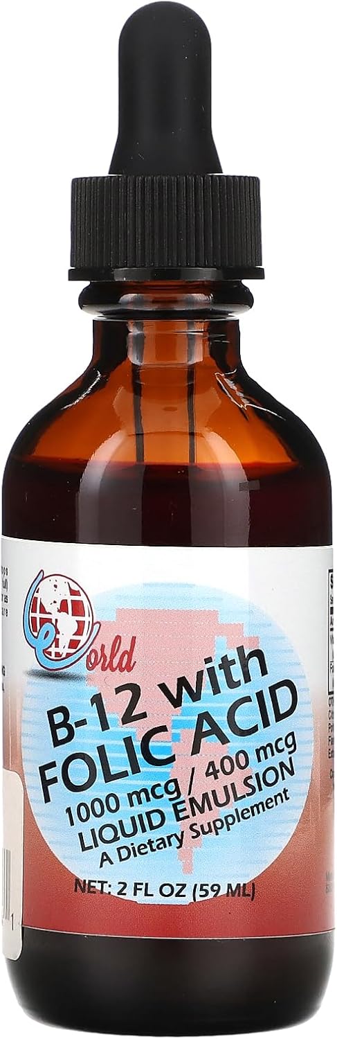 World Organics Liquid B-12 with Folic Acid, 2 oz