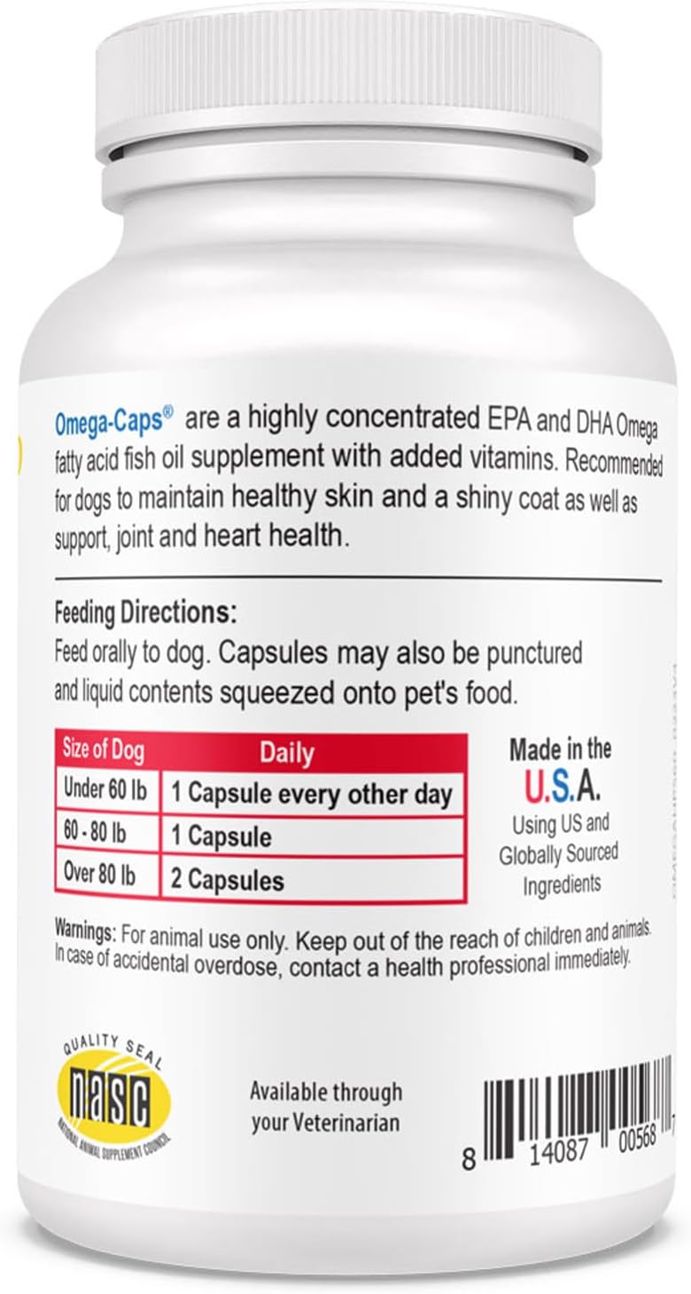 Omega-Caps HP Snip Tips for Cats and Small Dogs - Omega-3 Fish Oil Supplement with EPA, DHA, Vitamins, Minerals, and Antioxidants - Helps Support Immune, Joint, Heart, and Brain Health - 60 Softgels