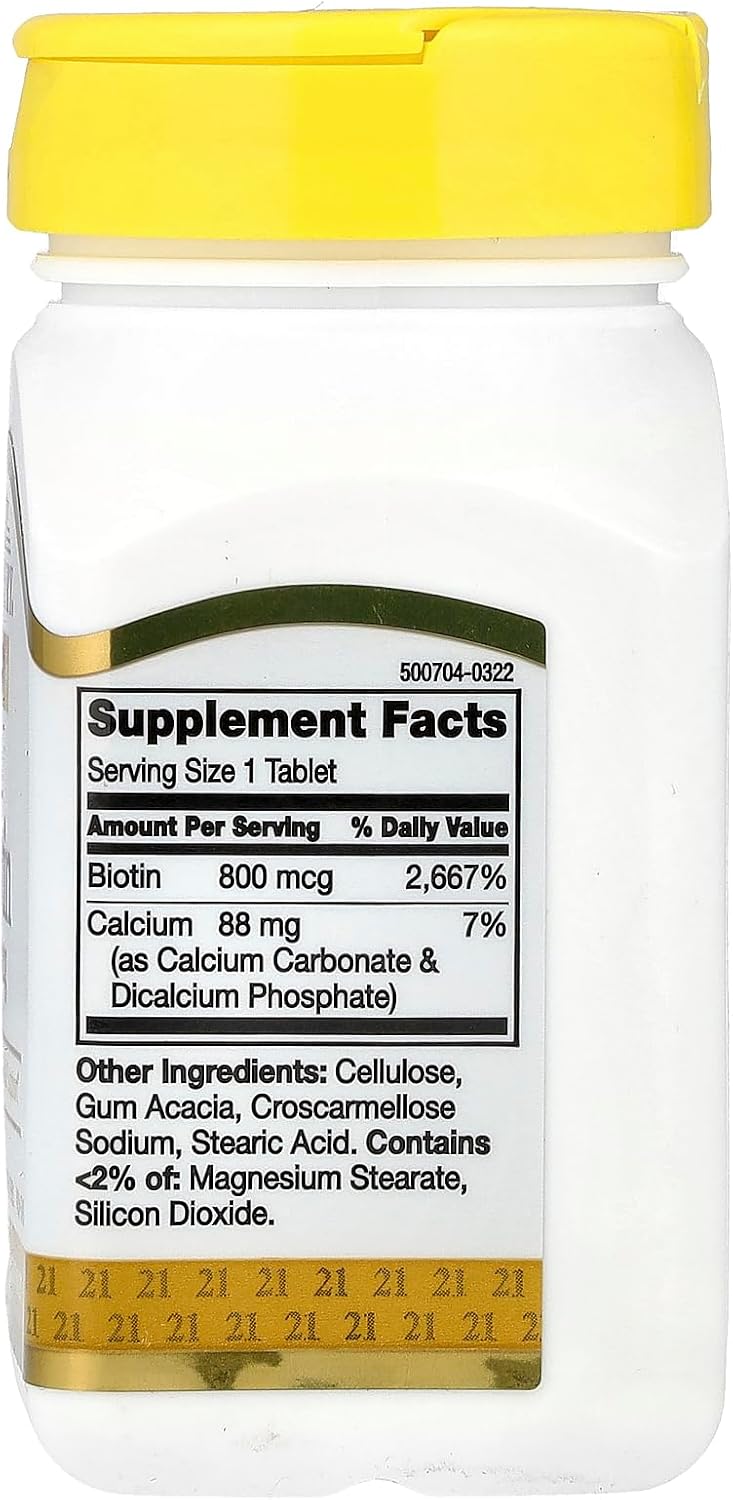 21st Century Biotin Tablets, 800 mcg, 110 Count (Pack of 3) - görsel 2