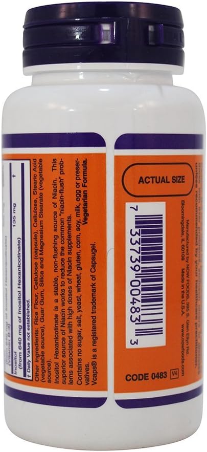 NOW Flush-Free Niacin 250 mg, 90 Capsules (Pack of 2)