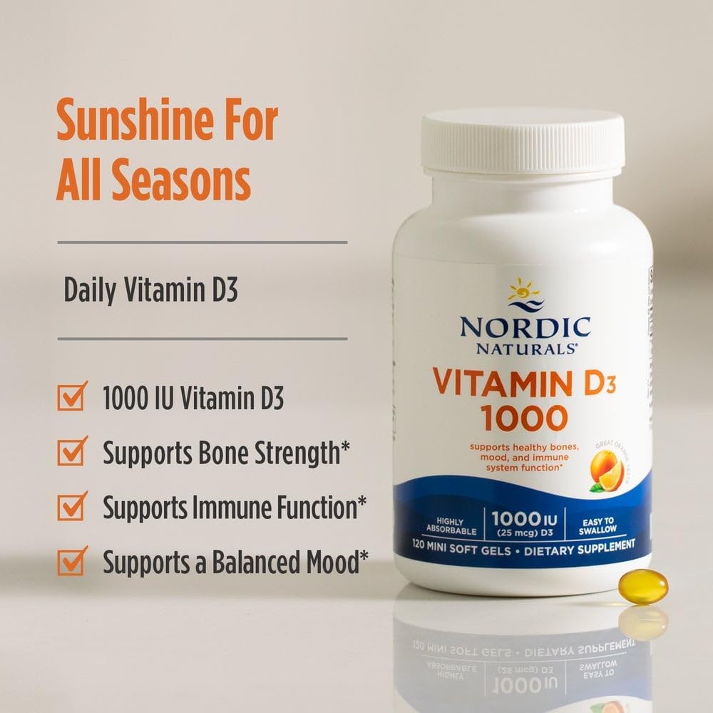 Nordic Naturals Vitamin D3 1000 IU - Orange Flavour - 120 Mini Soft Gels