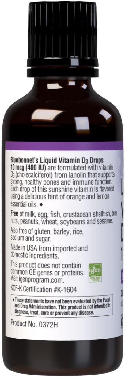 Bluebonnet Liquid Vitamin D3 Drops 400 IU, Citrus, 30 mL - görsel 3